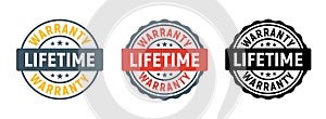 Lifetime warranty limited stamp round tag. Warranty extended guarantee icon