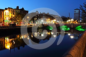 Liffey river in Dublin at dusk