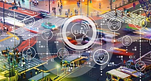 LiFi theme with city traffic intersection