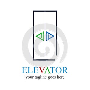 Lift and elevator logo design minimal logotype vector template