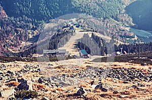 Lift station in Low Tatras mountains, cable car to Chopok, old f