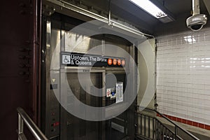 Lift in subway station in New York City, USA