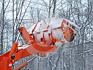 Lifted bucket of snowplow