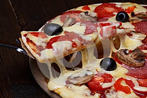Lifted pizzza slice