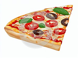 A Lifted Slice of Pizza on a White Background.