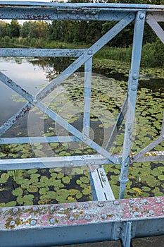 The lifting bridge over the Tina River Å»uÅ‚awy in Poland.