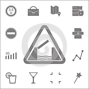 Lifting bridge warning icon. Detailed set of minimalistic icons. Premium quality graphic design sign. One of the collection icons