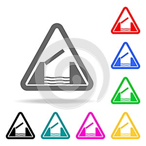 Lifting bridge warning sign icon. Elements in multi colored icons for mobile concept and web apps. Icons for website design and de