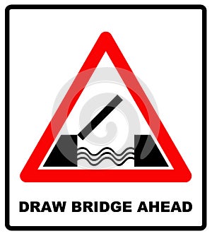 Lifting bridge warning sign icon in flat style on a white background