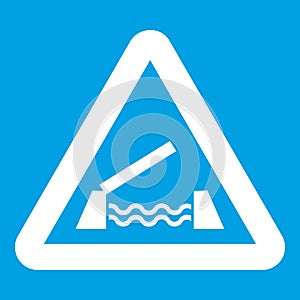 Lifting bridge warning sign icon white