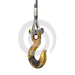 Lifting crane hook and steel rope