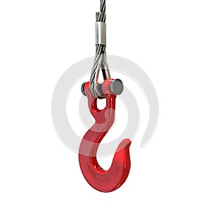 Lifting crane hook and steel rope