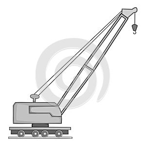 Lifting crane icon, gray monochrome style