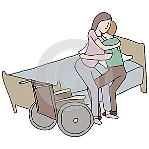 Lifting Disabled Woman