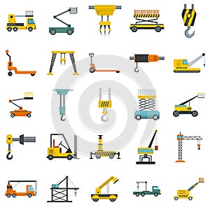 Lifting machine icons set vector isolated