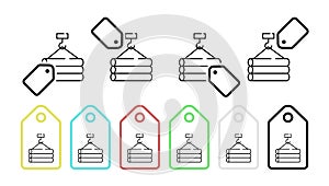 Lifting of pipes vector icon in tag set illustration for ui and ux, website or mobile application