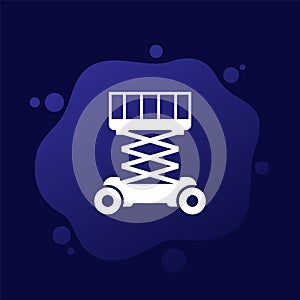 lifting platform icon, elevating work platform EWP