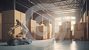 lifting robot working with transfering robot and working. AI Generative