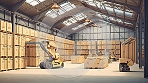 lifting robot working with transfering robot and working. AI Generative