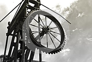 Lifting tower and cloudy sky