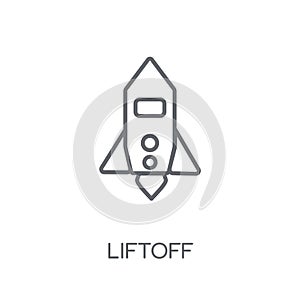 Liftoff linear icon. Modern outline Liftoff logo concept on whit