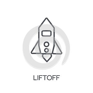 Liftoff linear icon. Modern outline Liftoff logo concept on whit photo