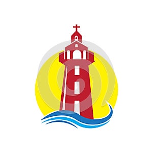 Lighouse red  yelow Clasic logo design