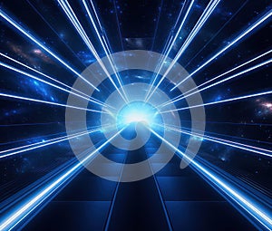 Light abstract concept background science space interior futuristic tunnel background blue technology