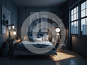 Light academia bedroom. ai generative