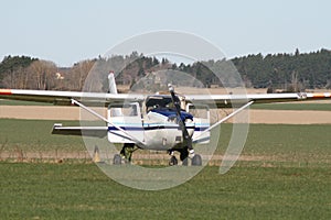 Light aircraft on airfield