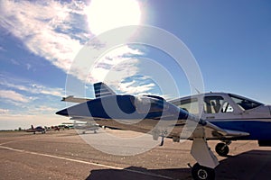 Light aircraft at the airport