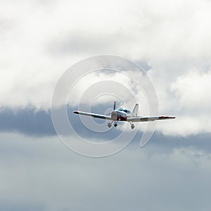 Light aircraft approaching the runway on arrival