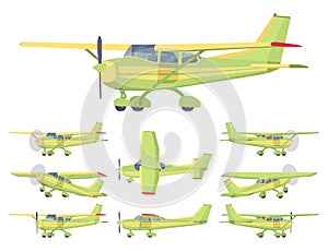 Light aircraft, green, yellow stripe plane livery set