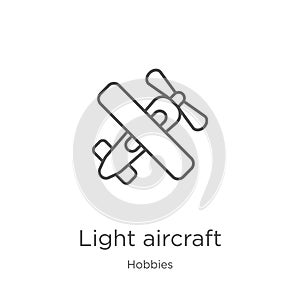 light aircraft icon vector from hobbies collection. Thin line light aircraft outline icon vector illustration. Outline, thin line