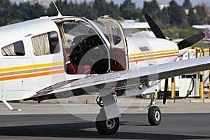 Light aircraft with open door