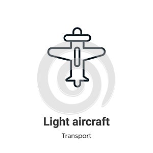 Light aircraft outline vector icon. Thin line black light aircraft icon, flat vector simple element illustration from editable