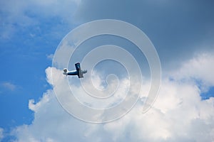 Light aircraft takes off from the runway of the city airport