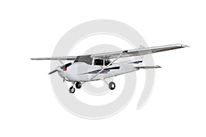 Light aircraft on a white background. A small tourist plane on an isolated white background. side view