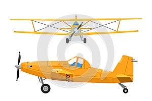 Light aircrafts set. Isolated biplane