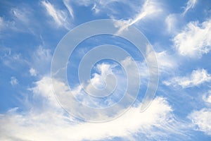 Light and airy cloudscape, white clouds and blue sky as a nature background