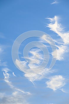 Light and airy cloudscape, white clouds and blue sky as a nature background