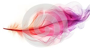 Light and Airy Feather with Soft Pink and Red Smoke Blending into Ai Generated