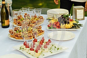 A light appetizer for guests at a wedding buffet. Waiting for a wedding ceremony