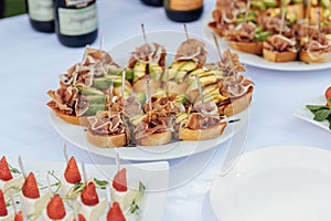 A light appetizer for guests at a wedding buffet. Waiting for a wedding ceremony