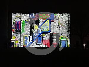 Light art on the wall, abstract