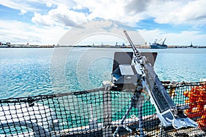 Light artillery gun on the museum battleship USS Missouri photo