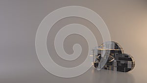 light background 3d rendering symbol of cloud computing with tag icon