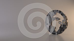 light background 3d rendering symbol of globe Africa icon