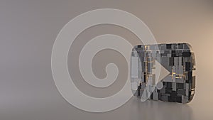 light background 3d rendering symbol of YouTube logo icon
