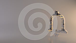 light background 3d rendering symbol of notifications bell button icon